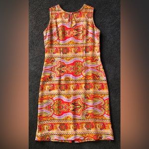 Franklin Simon Women's Vintage 60s 70s Long Maxi Dress Sleeveless Red Floral